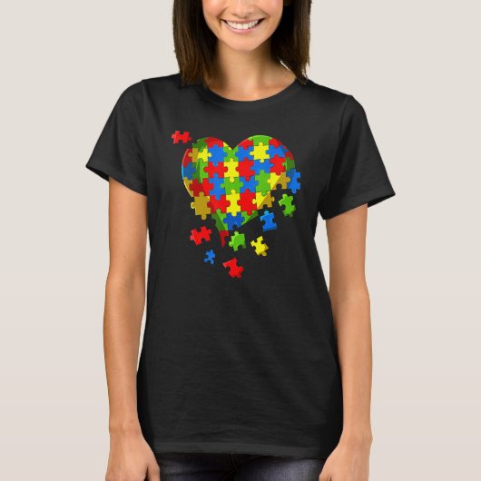 T-shirt Sensibilisation sur l'autisme Puzzle Heart Be Kind (Devant)