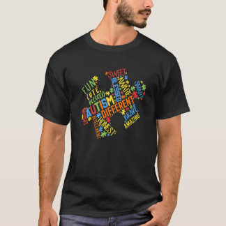 T-shirt Sensibilisation sur l'autisme Puzzle Mots pièce Au