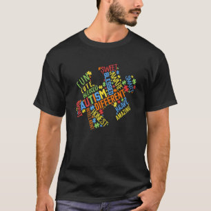 T-shirt Sensibilisation sur l'autisme Puzzle Mots pièce Au