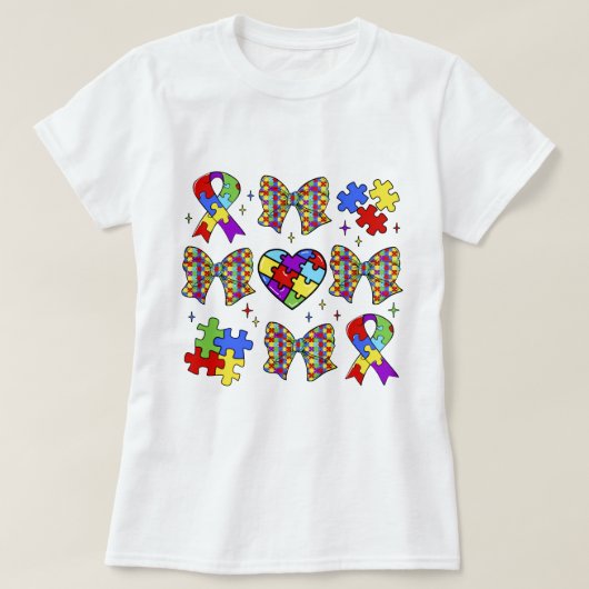 T-shirt Sensibilisation sur l'autisme Puzzle Pièce Coquett (Design devant)