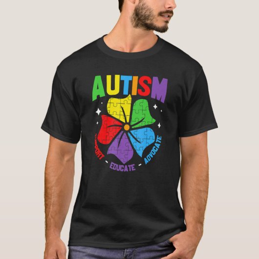 T-shirt Sensibilisation sur l'autisme Puzzle Pièce Support (Devant)