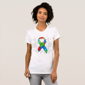 T-shirt Sensibilisation sur l'autisme Puzzle Pièces Ribbon (Devant entier)