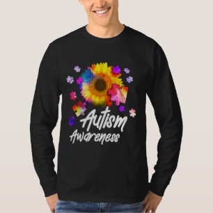 T-shirt Sensibilisation sur l'autisme Puzzle tournesol