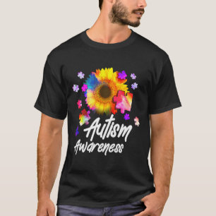 T-shirt Sensibilisation sur l'autisme Puzzle tournesol