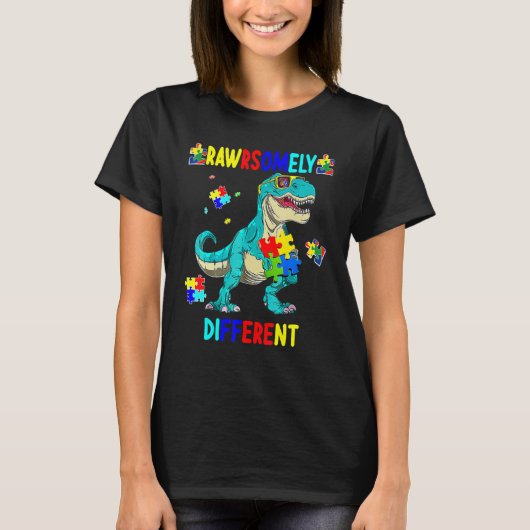 T-shirt Sensibilisation sur l'autisme Rawrsomement Différe (Devant)