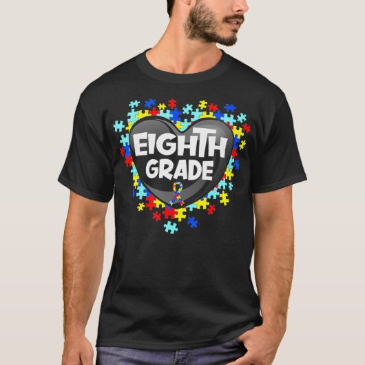 T-shirt Sensibilisation sur l'autisme rétro Coeur 8e class (Devant)