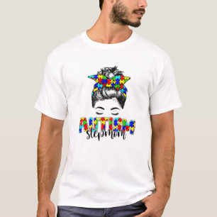 T-shirt Sensibilisation sur l'autisme rétro Messy Bun Step
