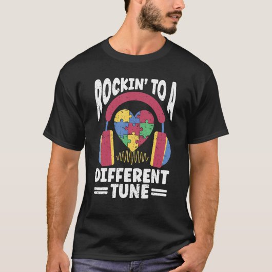 T-shirt Sensibilisation sur l'autisme Rockin' À Une Tune D (Devant)