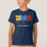T-shirt Sensibilisation sur l'autisme Science Geek personn<br><div class="desc">T-shirt du Geek de sciences de la sensibilisation sur l'autisme personnalisées Puzzles. Ajoutez votre nom d'équipe ou de famille en cliquant sur le bouton "Personnaliser". Idéal pour les campagnes et événements de Sensibilisation sur l'autisme et d'usure quotidienne avec le reste de la famille</div>
