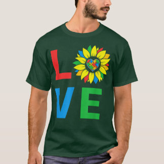 T-shirt Sensibilisation sur l'autisme Sunflower LOVE Puzzl