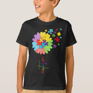 T-shirt Sensibilisation sur l'autisme Sunflower Puzzle Piè