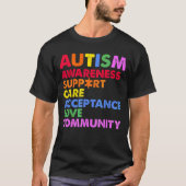 T-shirt Sensibilisation sur l'autisme Support Soins Accept (Devant)