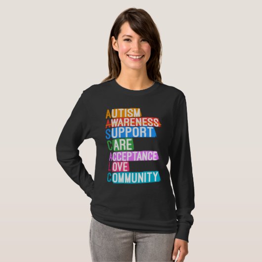 T-shirt Sensibilisation sur l'autisme Support Soins Accept (Devant entier)