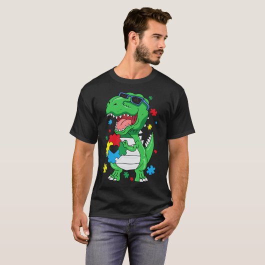 T-shirt Sensibilisation sur l'autisme T Rex Dinosaur Puzzl (Devant entier)