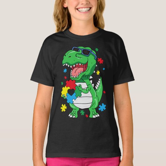 T-shirt Sensibilisation sur l'autisme T Rex Dinosaur Puzzl (Devant)