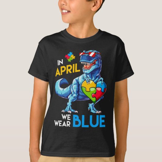 T-shirt Sensibilisation sur l'autisme Trex Dino Dinosaur D (Devant)