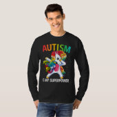 T-shirt Sensibilisation sur l'autisme Unicorn Superpuissan (Devant entier)