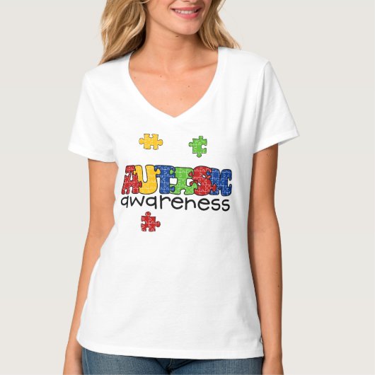 T-shirt sensibilisation sur l'autisme V-Cou (Devant)