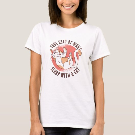 T-shirt Sentez-Vous En Sécurité La Nuit Dormir Avec Un Cha (Devant)