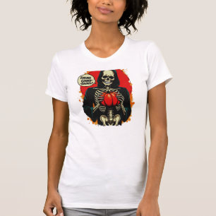T-shirt Sentiment Gourde Squelette Citrouille de main