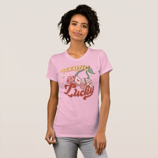 T-shirt Sentiment Lucky Dice Retro Typographie (Devant entier)