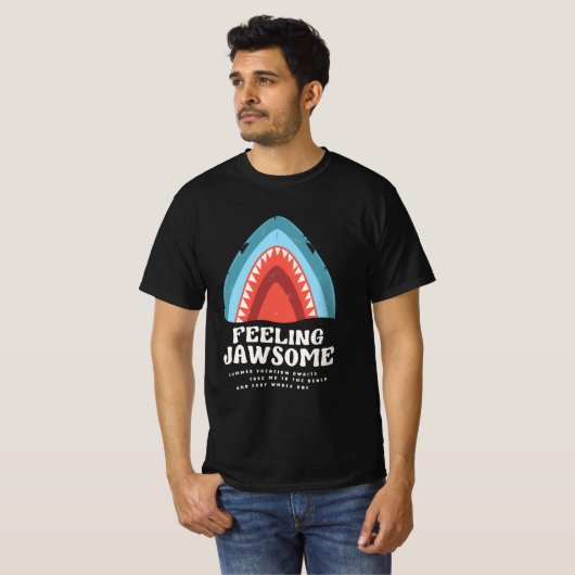 T-shirt Sentir Jawsome Requin drôle Puns d'été Noir (Devant entier)