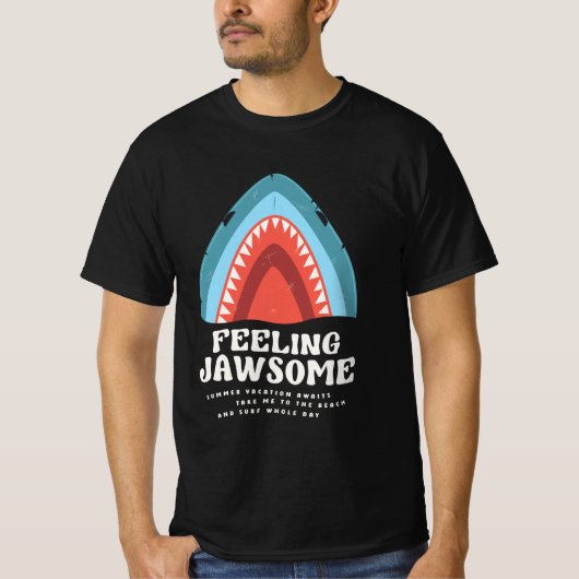 T-shirt Sentir Jawsome Requin drôle Puns d'été Noir (Devant)