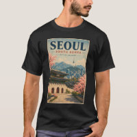 Séoul Corée du Sud Illustration Voyage Art Vintage