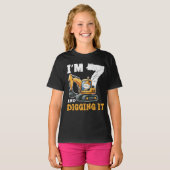 T-shirt Sept 7ans 7e anniversaire Digger Boy Construction (Devant entier)