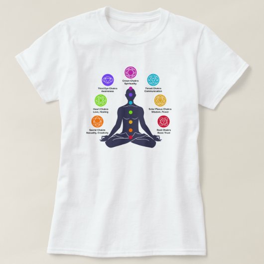 T-shirt Sept chakras méditation de yoga (Design devant)
