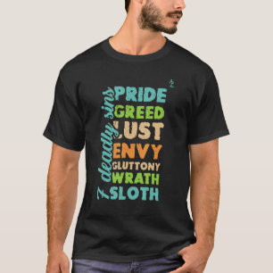T-shirt Sept péchés mortels Chrétien Décontracté
