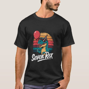 T-shirt Sept Rex Enfants Dinosaure 7e Anniversaire Rétro S