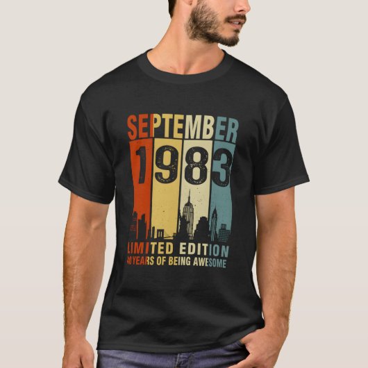 T-shirt September 1983 40 Years Of Being Awesome (Devant)
