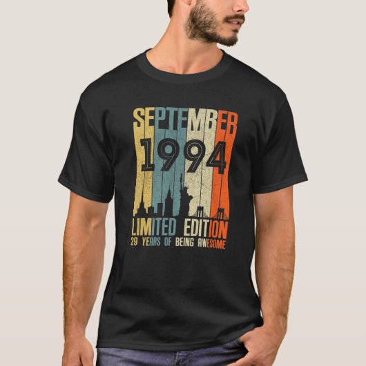 T-shirt Septembre 1994 29 Anniversaire 29 Anniversaire 199 (Devant)
