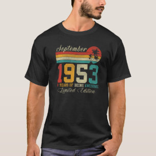 T-shirt Septembre 69 Année Vieux Vintage 1953 69e annivers