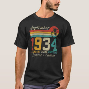 T-shirt Septembre 88 Année Vintage 1934 88e anniversaire