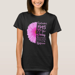 T-shirt Septembre Fille 1945 77 Ans 77e Anniversaire
