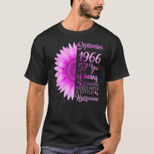 T-shirt Septembre Fille 1966 57e anniversaire 57 ans
