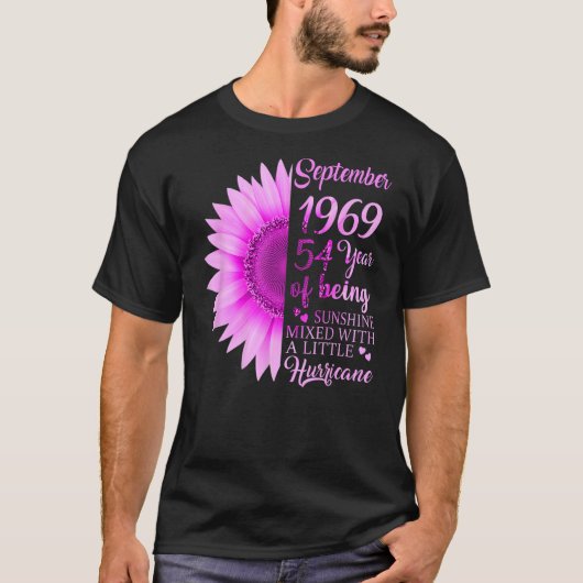 T-shirt Septembre Fille 1969 54e anniversaire 54 ans (Devant)