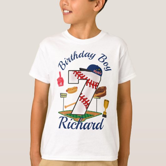 T-shirt Septième anniversaire Boy Baseball 7e (Devant)