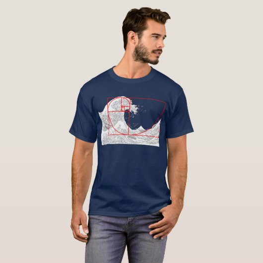 T-shirt Séquence Fibonacci et la Grande Vague (Devant entier)