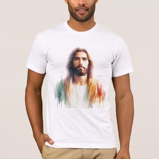 T-shirt Serene Watercolor Jesus Christ Portrait – Spiritua (Devant)