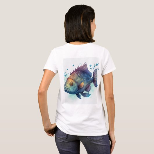 T-shirt "Serene Waters : Conception Artistique de Poisson  (Dos entier)