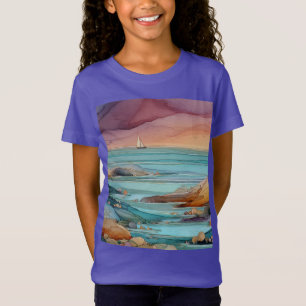 T-Shirt Sérénité du coucher de soleil côtier – Paysage mar