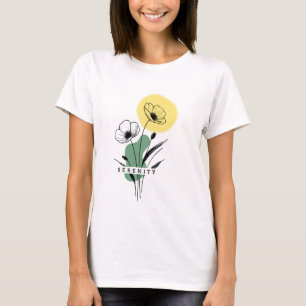T-shirt sérénité élégant à fleurs de pavot pour fe