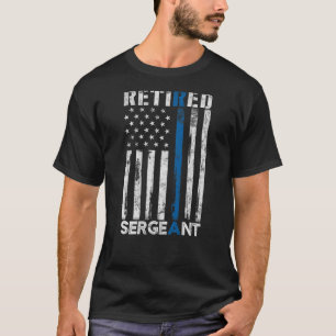 T-shirt Sergent de police à la retraite cadeau Thin Blue L