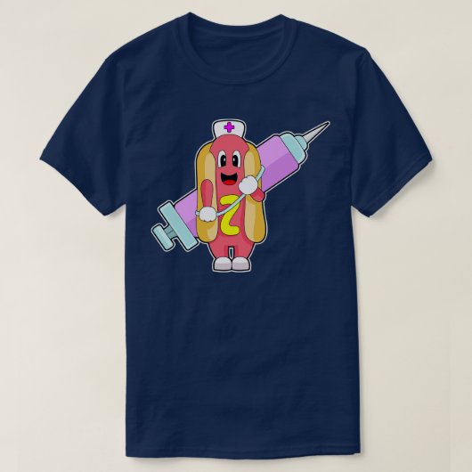 T-shirt Seringue de soins infirmiers Hotdog (Design devant)