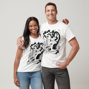 T-shirt Serpent à crâne païen et bougies