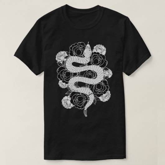 T-shirt Serpent à fleurs rose (Design devant)