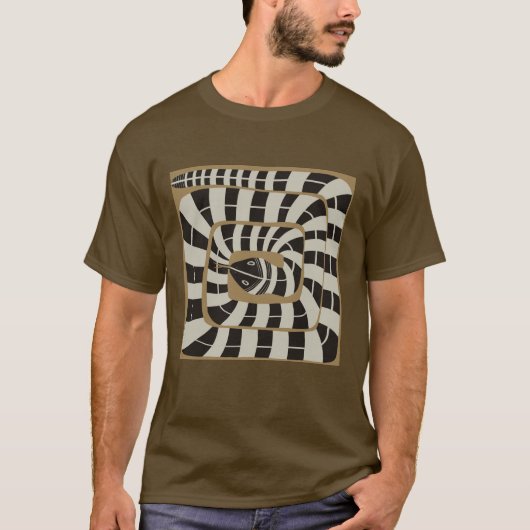 T-shirt Serpent Abstrait rayé amusant dans les tons neutre (Devant)